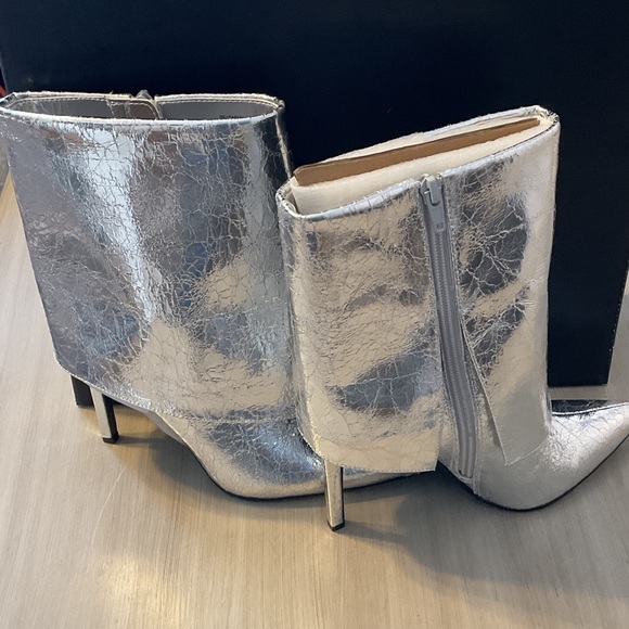 INC International Concepts Metallic Silver Heeled Boots - Picture 2 of 5